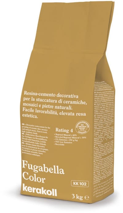 Kerakoll Fugabella Voegmiddel KK102 - Kleur 102 Bruin - 3 kg Voegmortel voor Tegels & Natuursteen - Verkrijgbaar in 50 Kleuren - Greenbuild rating 4