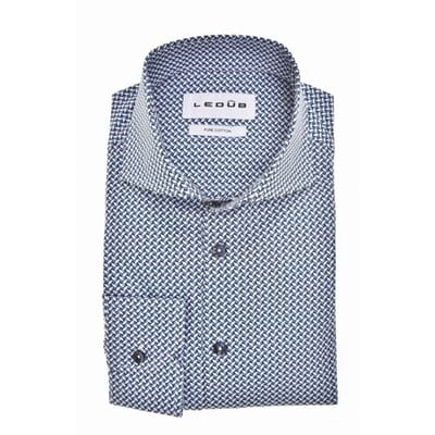 Ledûb Overhemd Pure Cotton Allover Mini Squares Pattern Midden Blauw / male