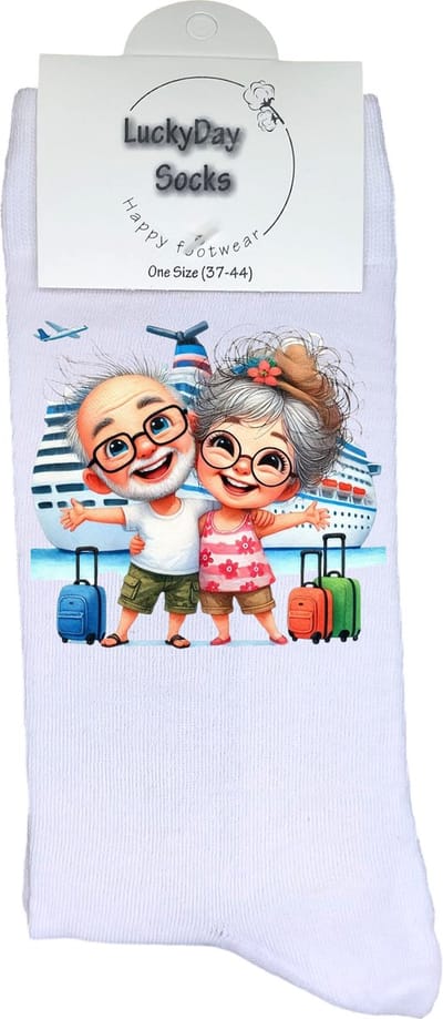 Liefste Oma Opa - Grappige sokken - Origineel cadeau - Verjaardag cadeau - Sint cadeau - Leuke sokken - Cruise - Vrolijke sokken - Grappig cadeau - Pensioen cadeau - Kerstcadeau - Vaderdag - Moederdag - Vakantie - Reizen - Socks maken Happy - 37-44