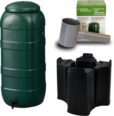 Harcostar Rainsaver Regenton 100 Liter Groen met Vulautomaat en Voet