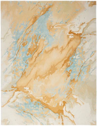 Nourison Prismatic Sand Blue PRS36 Vloerkleed - 114 x 175 cm - Beige - Rechthoekig - Wol, Luxcelle - Eetkamer, Woonkamer - Abstract - Design, Eclectisch, Modern