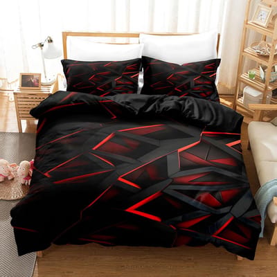 Geometrische Beddengoedset Honingraat Zeshoek Stijl Meerkleurig Koel Zwart Rood Eenpersoons Tweepersoons Kingsize Beddengoedsets Zonder Vulling Eu Twin 135x200cm