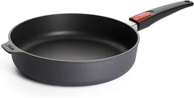 Inductie Gegoten Pan 28 cm met Hoge Rand – Snij- en Slijtvaste Diamond Coating, Geschikt voor Vaatwasser