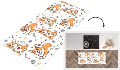 Keukenloper - Loper keuken - Hond - Corgi - Patronen - 120x50 cm - Keukenloper vinyl