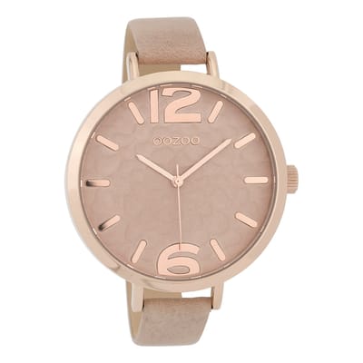 OOZOO Timepieces - Rosé goudkleurige horloge met oud roze leren band - C9711