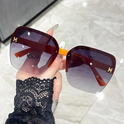 Mode Halve Frame Oversized Zonnebril Man Vrouw Vintage Vierkante Zonnebril Brillen Luxe Merk Ontwerp UV400 Zonnebrillen