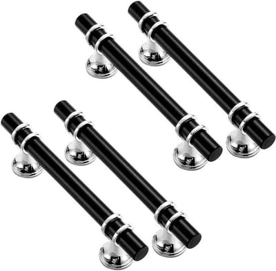 Zwarte Keukenhandgrepen van Aluminium Legering voor Kastdeuren en Lades - 4 Stuks met Schroeven (96mm)