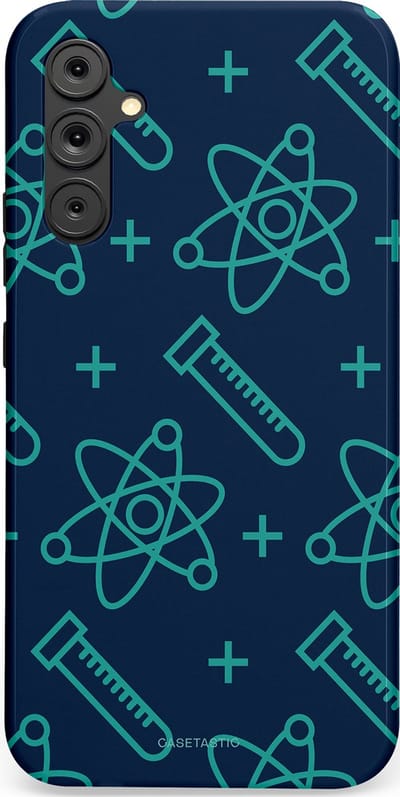 Casetastic hoesje geschikt voor Samsung Galaxy A34 (2023) 5G - Dubbellaagse bescherming - Atomen Creaties - Fashion Case - Donkerblauw Turquoise