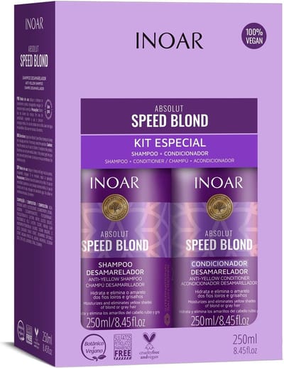 INOAR Kit Duo Speed Blond Shampoo 250 ml & Conditioner 250 ml | Maat INOAR Kit Duo Speed Blond Shampoo 250 ml & Conditioner 250 ml