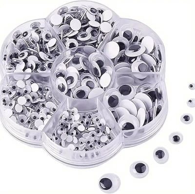 Fako Bijoux - 700 Wiebeloogjes - Zelfklevende Hobby Oogjes - Knutsel Oogjes - Diverse Afmetingen - 700 Stuks