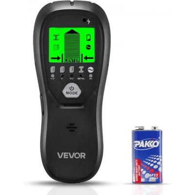 VEVOR Stud Finder, Muurscanner, 5-in-1 Elektronische Multidetector met Intelligente Sensor, Lcd-Scherm met Hoge Resolutie en Audio-Alarm, voor Metaal, Ac-Kabels, Noppen, Buizen, Zwart