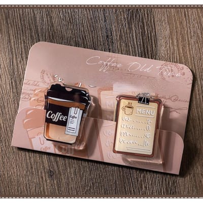 Eén Set Koffie TN kristal lijm Planner Clip Creatieve Epoxy Paperclip Vakantiecadeaus Schoolkantoor Schrijfwaren Benodigdheden black