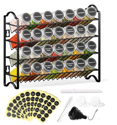 Dailygoods- Kruidenrek met 28 Potjes - Kruidenorganizer - Kruidenrek Staand - Kruidenrek Muur - Kruidenrek Systeem - Compleet Opbergsysteem - Kruidenhouder
