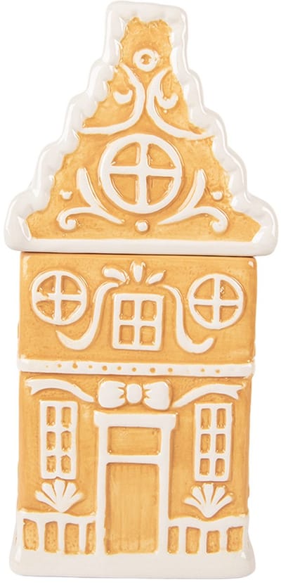 Clayre & Eef Voorraadpot Deksel Gingerbread house 13x11x24 cm Bruin Keramiek
