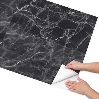 Coloray Meubel Wrap Folie - Zwart Meubelfolie - 75x150 cm - Plakfolie Meubels Donker marmer - Decoratiefolie Zelfklevend - Minimalist Meubelfolie - Meubelfolie Zelfklevend - Badkamer decoratie - Texturen