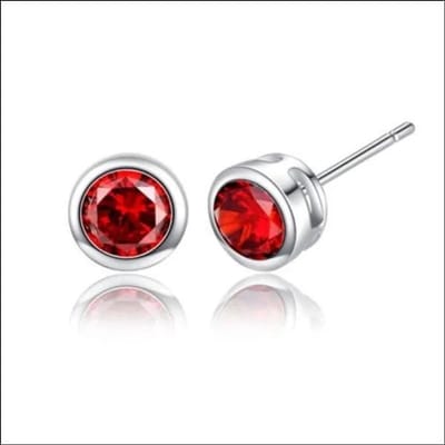 Aramat Jewels | Oorbellen | Zilveren Oorbellen met Zirkonia Stenen | Rood | |7mm | Zilver | Kinderen, Volwassenen | Verkleurd niet