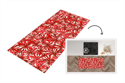 Keukenloper - Loper keuken - Bloesem - Rood - Patronen - Bloemen - 120x50 cm - Keukenloper vinyl