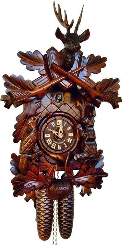 Schneider Koekoeksklok 8T 215/9  - 8daags uurwerk - hert-jachttafereel - 48 cm hoog