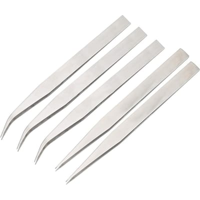 5 stuks roestvrijstalen pincetten recht & gebogen pincetten handgereedschap