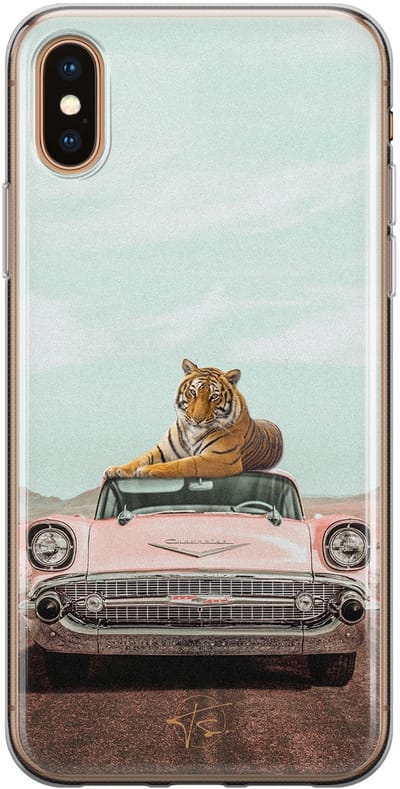 Hoesje geschikt voor iPhone Xs - Chill tijger - Soft Case - TPU - Print - Multi - Mooie Telefoonhoesjes