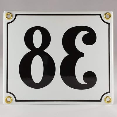 Emaille Huisnummer - Nummerbord - Huis Herkennen - Handgemaakt Email - 12x14cm - Zwart-Wit