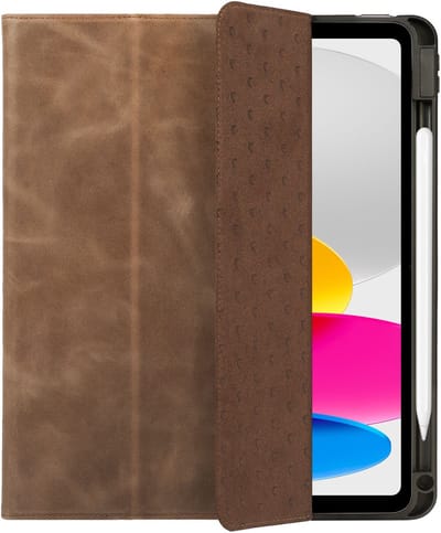 Rosso Elite Hoes Geschikt voor Apple iPad 11 (2025) A16 / 10.9 (2022) - 2-in-1 Echt Leer Book Case en Back Cover - Magnetisch Uitneembaar Hoesje - Beschermhoes Bruin