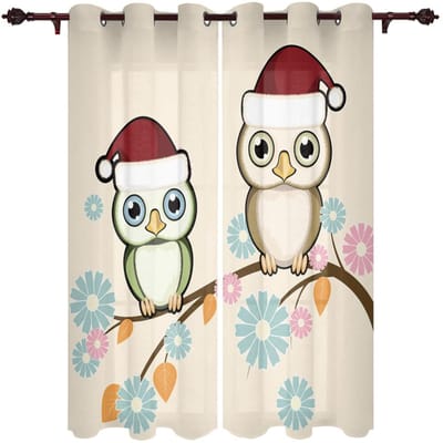 Cartoon Uil Raamgordijnen Gordijnen voor Woonkamer Decoratieve Items Woonkamer 135W x 60H(cm)