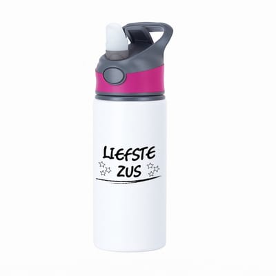 Hacebo® - Liefste zus waterfles met rietje roze - Zus - je zus - verjaardagscadeau - cadeau voor zus - gift - kado - water fles - 650ML