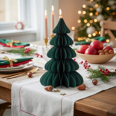 Springos Kerstbal | Papier | 18 Cm | 3D | Donkergroen