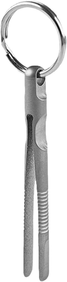 Mini Pincet - Sleutelhanger Gereedschap - Nauwkeurig Verwijderen - CNC Gefreesd Metaal - 59 mm Lengte - Titanium
