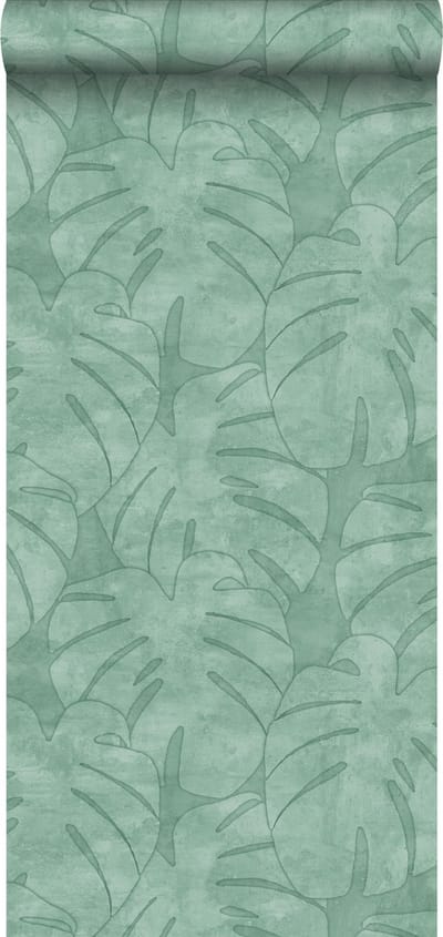 ESTAhome behang monstera bladeren mintgroen - 53 cm x 10.05 m - 139003