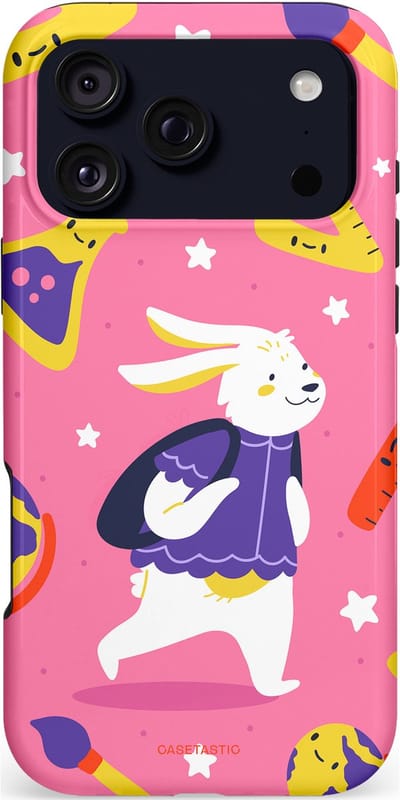 Casetastic hoesje geschikt voor Apple iPhone 17 Pro Max - MagSafe - Dubbellaagse bescherming - Slimme konijnensprongen - Fashion Case - Koraal Geel Roze