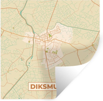 Muurstickers - Sticker Folie - Stadskaart - Plattegrond - België - Diksmuide - Kaart - 100x100 cm - Plakfolie - Muurstickers Kinderkamer - Zelfklevend Behang XXL - Zelfklevend behangpapier - Stickerfolie