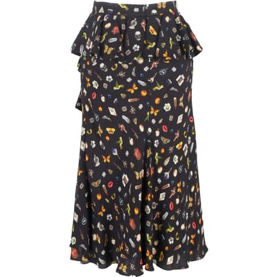 Alexander McQueen midi-rok met ruches en print in veelkleurige viscose