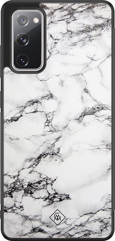 Casimoda® hoesje - Geschikt voor Samsung Galaxy S20 FE - Marmer Grijs - Zwart TPU Backcover - Marmer - Grijs