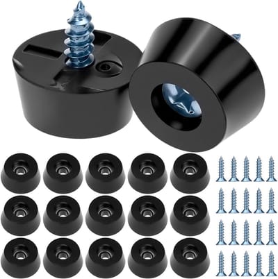 100x Schroefbare Rubberen Stootdopjes 8x15x18mm voor Meubels en Snijplanken - Schokdemping & Roestvrij