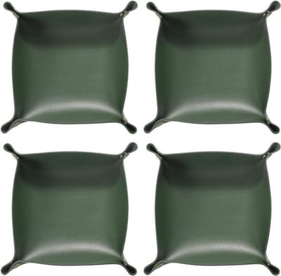Allecta - Opbergvakken van PU-leer Set van 4 - Opvouwbaar, Draagbaar, Groen