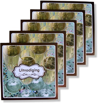 10 Luxe uitnodigingskaarten - Uitnodiging - 10,8 x 10,8 cm - met kraft enveloppen