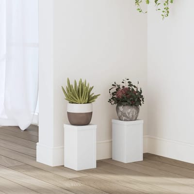 vidaXL - Plantenstand - 2 - st - Wit - 10 - x - 10 - x - 18 - cm - Bewerkt - hout
