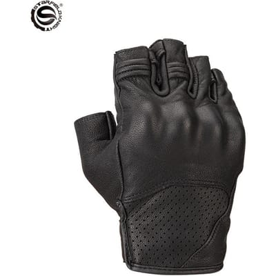 SFK Motorhandschoenen Halve Vinger Zomer Ademend Echt Geitenleer Slijtvast Motocross Ridders Raceuitrusting S