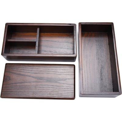 Natuurlijke Houten Lunchbox Dubbellaags Rechthoekige Voedselcontainer voor Picknick Sushi Bento