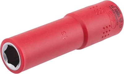 Wurth - VDE dopsleutel 1C-isolatie 1/2 inch zeskant lang - VDE-dopsleutel 1/2 inch Metrisch, zeskant, lang x 1 st Soort aandrijving Binnenvierkant Sleutelwijdte 13 mm