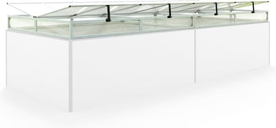 Moestuinbak opzetstuk van aluminium en polycarbonaat Tuinkas plantenbak voor tuin, balkon, met dakvenster kleppen, UV en weerbestendig, 150 x 387 cm