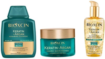 Bioxcin Keratin & Argan - Haarverzorgingsset - Shampoo, Olie & Haarmasker - 675ml