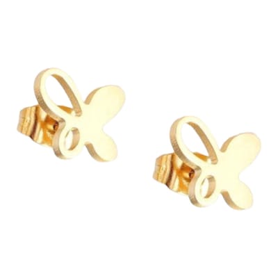 Aramat Jewels | Oorbellen | Goudkleurige vlinder oorstekers 9x8 mm | | | |9mm | Staal | Kinderen, Volwassenen | Verkleurd niet