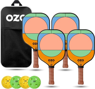 Pickleball Set - Padel Rackets - Sport Spelen - Goedgekeurd Voor Competitie - 4 Rackets 4 Ballen - Multi