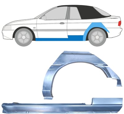 Reparatiepaneel dorpel + achterspatbord voor Ford Escort 1995-2000 / Links