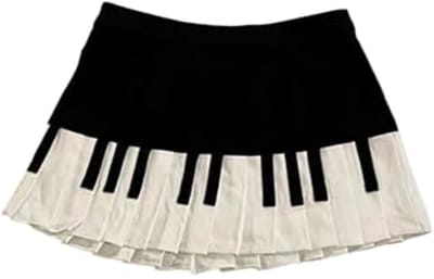 Kraftverdia Harajuki Piano Rok - Y2K Streetstyle Minirok met Pianotoets Print - Coquette Esthetiek Rock Kleding voor 2025 Zomer - Vrouwen Modieus A-lijn Ontwerp - Feest en Festival Outfit