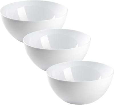 Plasticforte Keuken voedsel serveren schaal - 3x - D23 x H9 cm - kunststof - wit - 2900 ml
