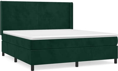 vidaXL - Boxspring - met - matras - fluweel - donkergroen - 180x200 - cm